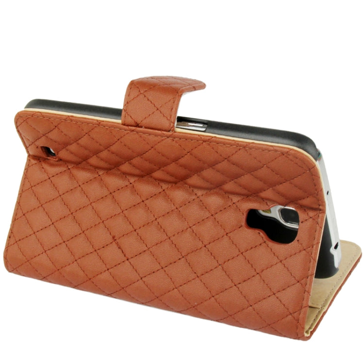 Plaid Texture Flip Soft Leather Case with Holder & Credit Card Slots for Galaxy Mega 6.3 / i9200