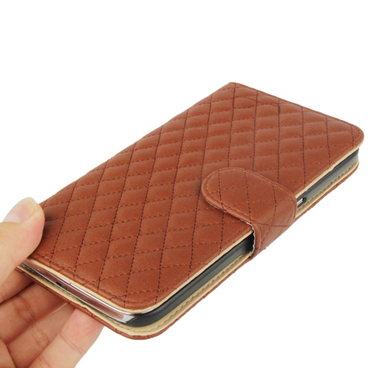 Plaid Texture Flip Soft Leather Case with Holder & Credit Card Slots for Galaxy Mega 6.3 / i9200
