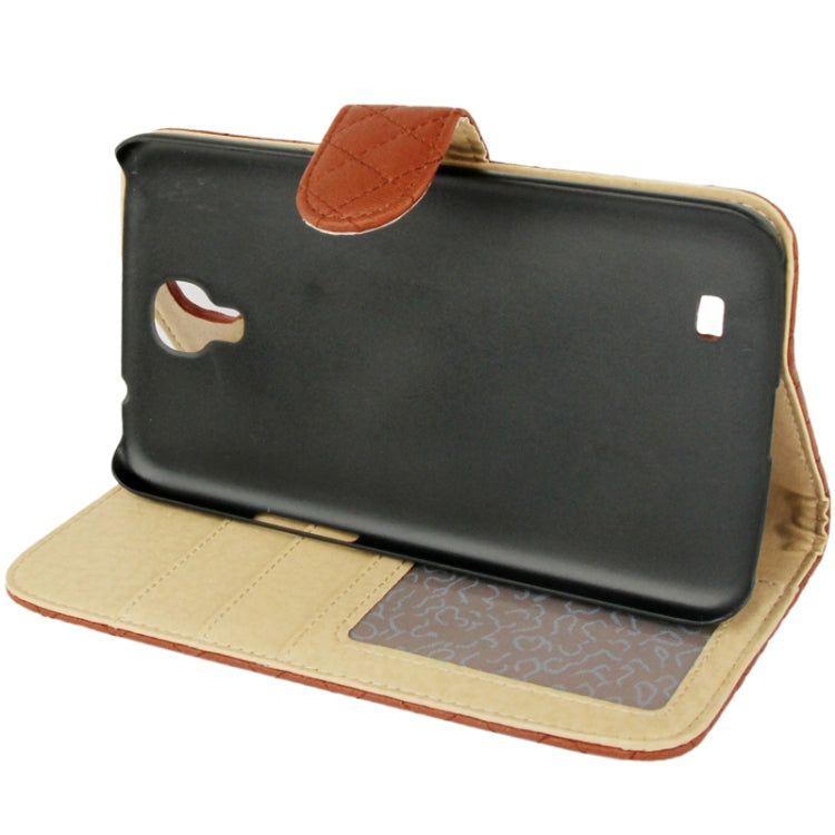 Plaid Texture Flip Soft Leather Case with Holder & Credit Card Slots for Galaxy Mega 6.3 / i9200