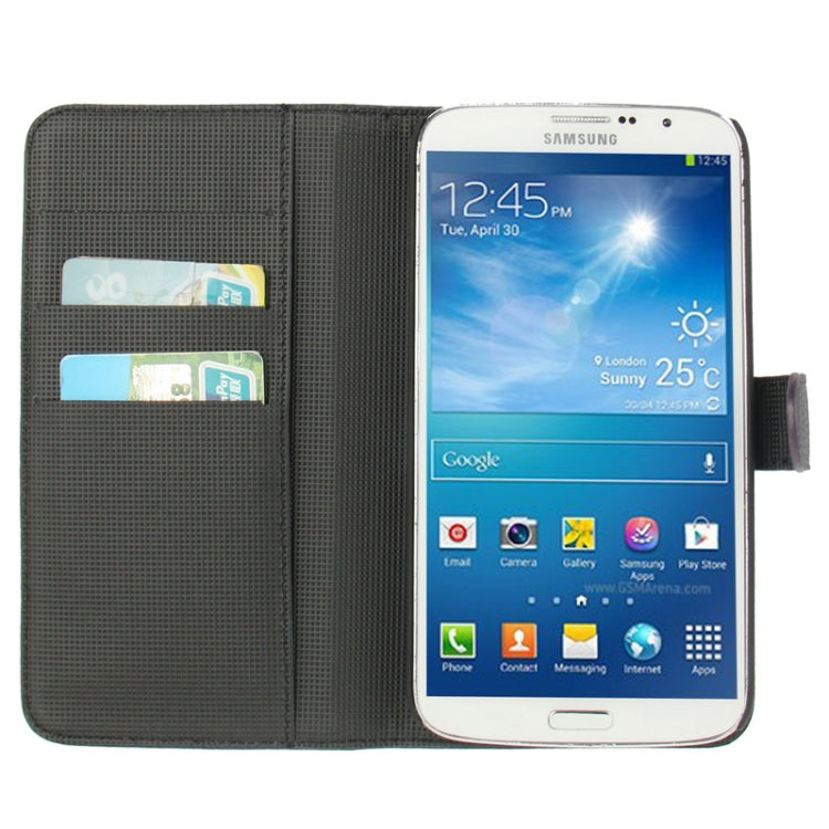 Litchi Texture Leather Case with Holder & Credit Card Slots for Galaxy Mega 6.3 / i9200