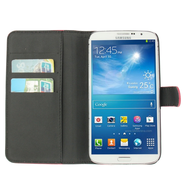 Litchi Texture Leather Case with Holder & Credit Card Slots for Galaxy Mega 6.3 / i9200