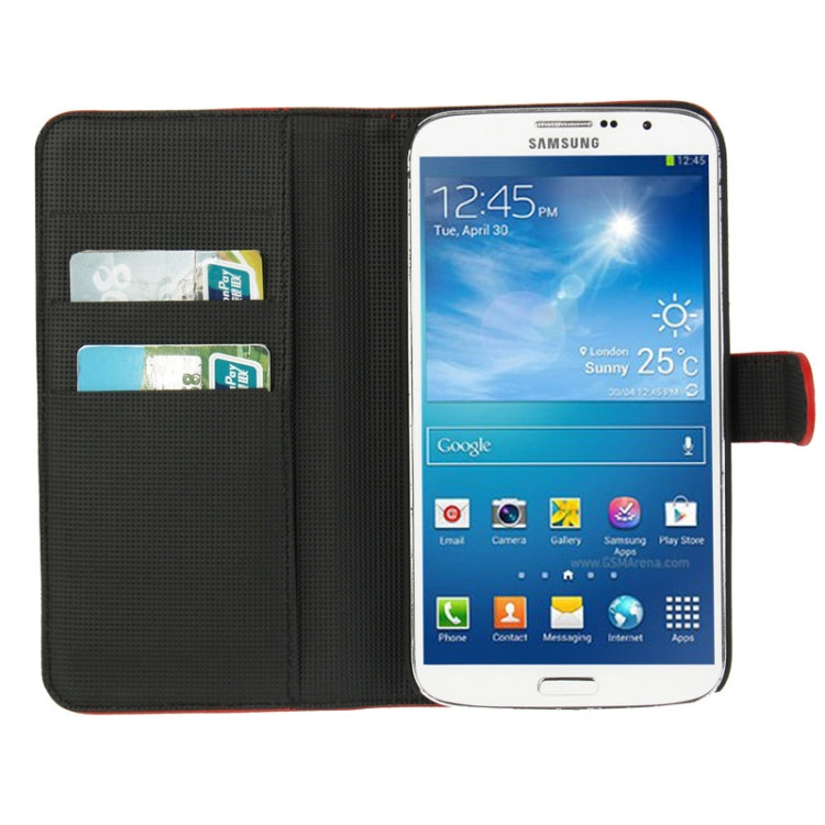 Litchi Texture Leather Case with Holder & Credit Card Slots for Galaxy Mega 6.3 / i9200