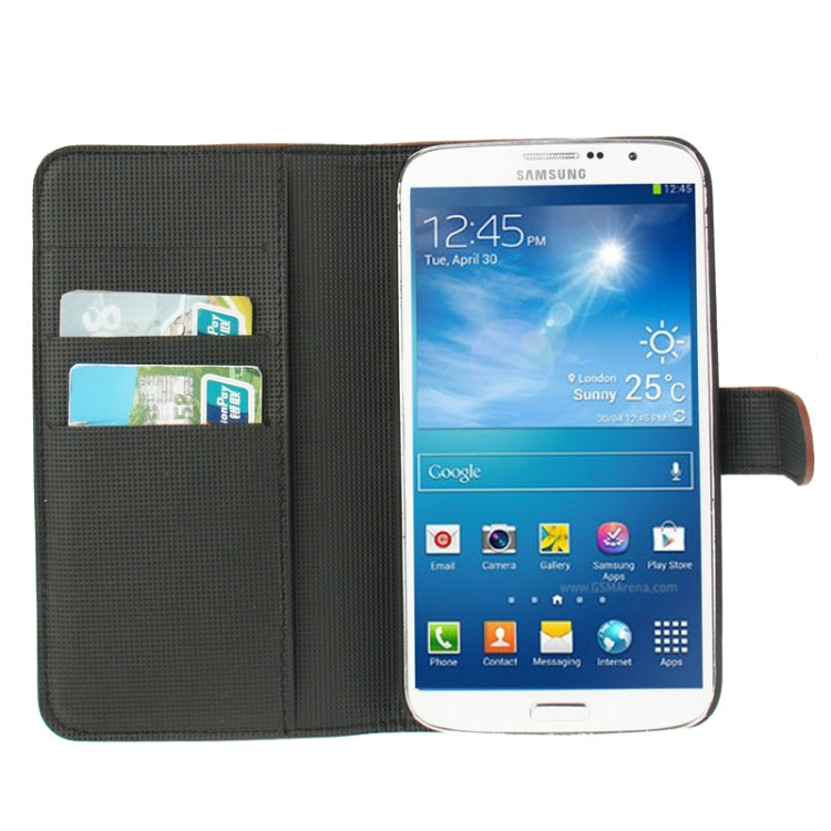 Litchi Texture Leather Case with Holder & Credit Card Slots for Galaxy Mega 6.3 / i9200