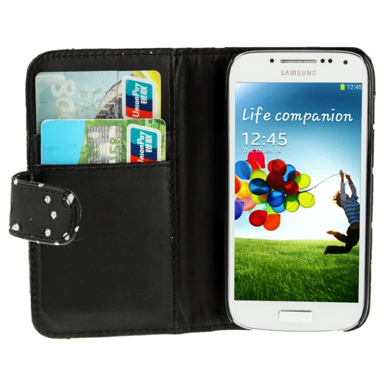 Flowers Shimmering Powder Leather Case with Credit Card Slots for Galaxy S IV mini / i9190