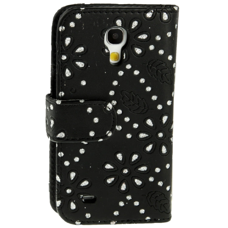 Flowers Shimmering Powder Leather Case with Credit Card Slots for Galaxy S IV mini / i9190