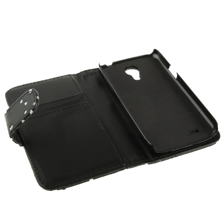 Flowers Shimmering Powder Leather Case with Credit Card Slots for Galaxy S IV mini / i9190