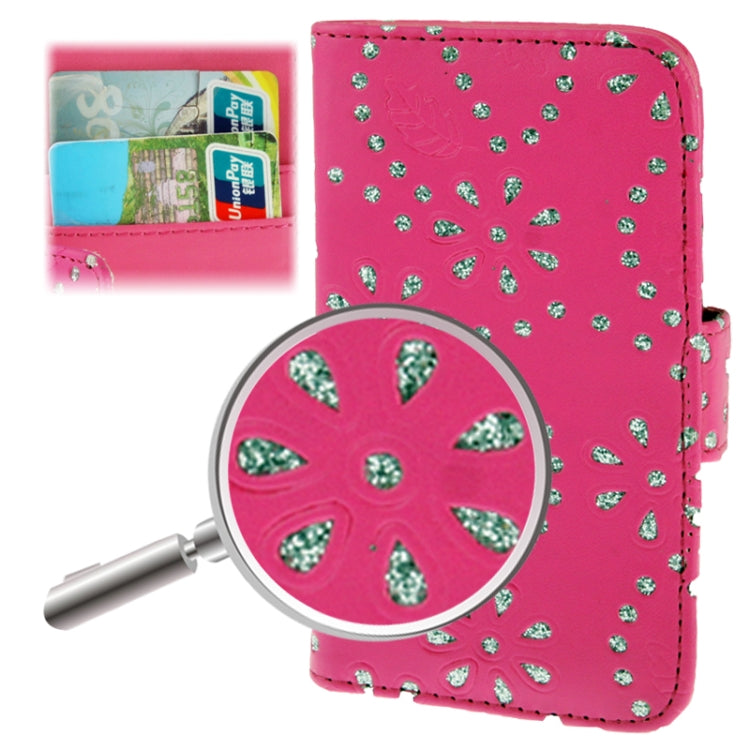 Flowers Shimmering Powder Leather Case with Credit Card Slots for Galaxy S IV mini / i9190