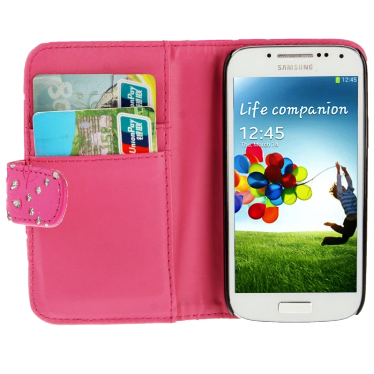 Flowers Shimmering Powder Leather Case with Credit Card Slots for Galaxy S IV mini / i9190