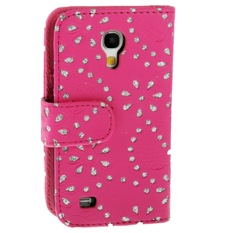 Flowers Shimmering Powder Leather Case with Credit Card Slots for Galaxy S IV mini / i9190
