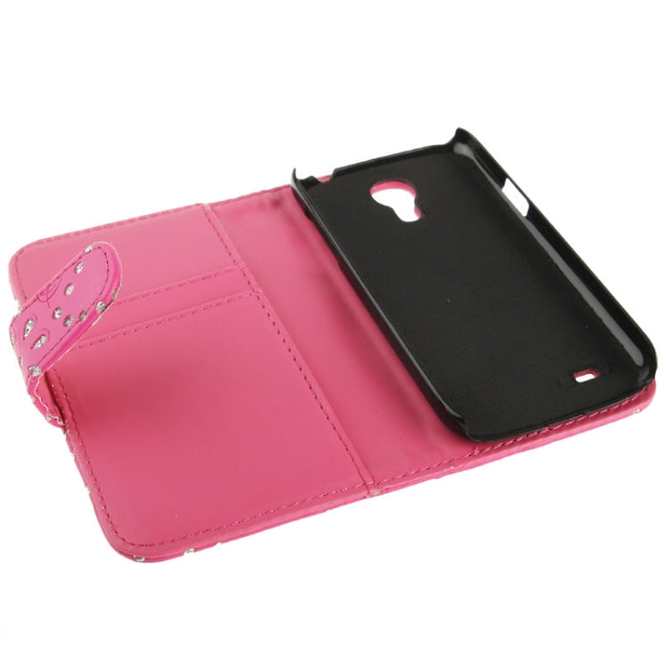 Flowers Shimmering Powder Leather Case with Credit Card Slots for Galaxy S IV mini / i9190