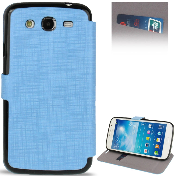Cross Texture Leather Case with Holder & Credit Card Slot & Sleep / Wake-up Function  for Galaxy Mega 5.8 / i9150