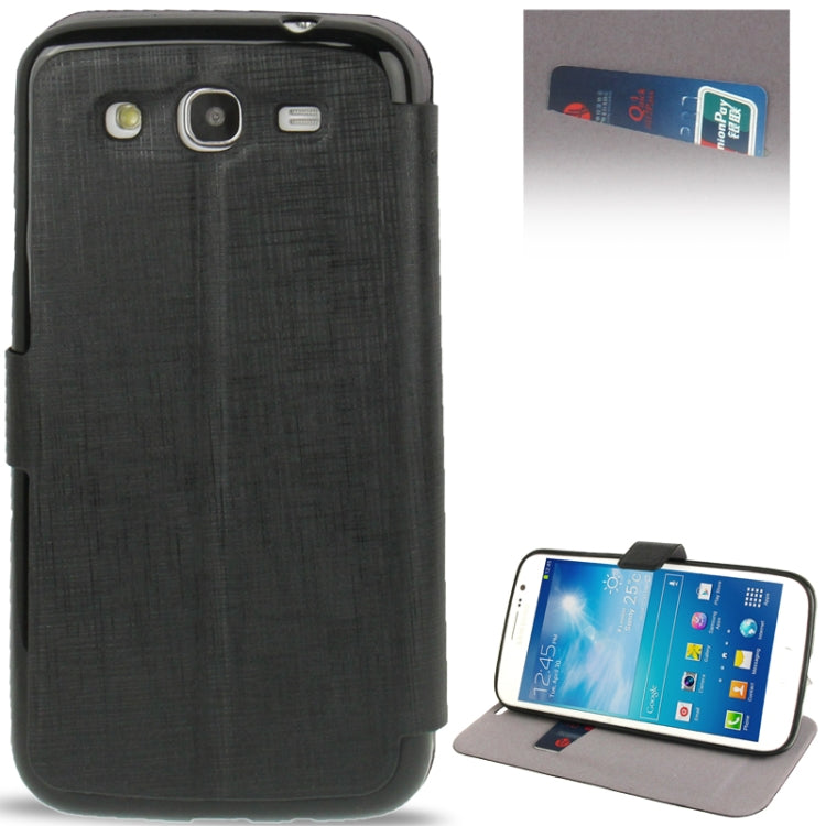 Cross Texture Leather Case with Holder & Credit Card Slot & Sleep / Wake-up Function  for Galaxy Mega 5.8 / i9150