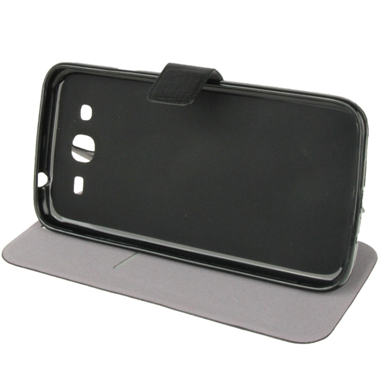 Cross Texture Leather Case with Holder & Credit Card Slot & Sleep / Wake-up Function  for Galaxy Mega 5.8 / i9150