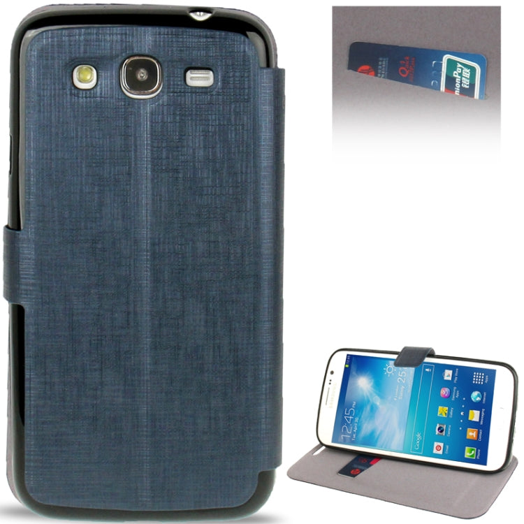 Cross Texture Leather Case with Holder & Credit Card Slot & Sleep / Wake-up Function  for Galaxy Mega 5.8 / i9150