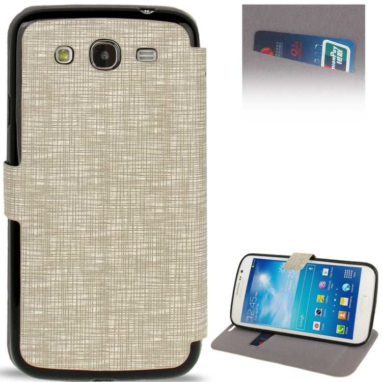 Cross Texture Leather Case with Holder & Credit Card Slot & Sleep / Wake-up Function  for Galaxy Mega 5.8 / i9150