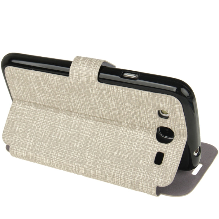 Cross Texture Leather Case with Holder & Credit Card Slot & Sleep / Wake-up Function  for Galaxy Mega 5.8 / i9150