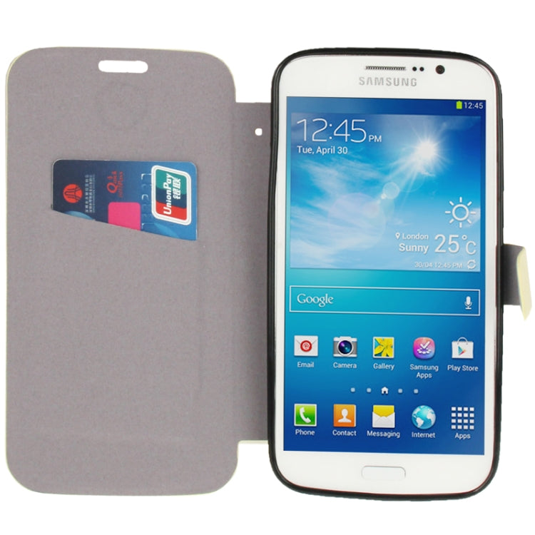 Cross Texture Leather Case with Holder & Credit Card Slot & Sleep / Wake-up Function  for Galaxy Mega 5.8 / i9150