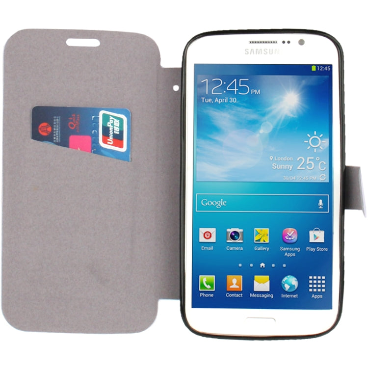 Fabric Texture Leather Case with Holder & Credit Card Slot & Sleep / Wake-up Function  for Galaxy Mega 5.8 / i9150  (Light Purple)(Purple)