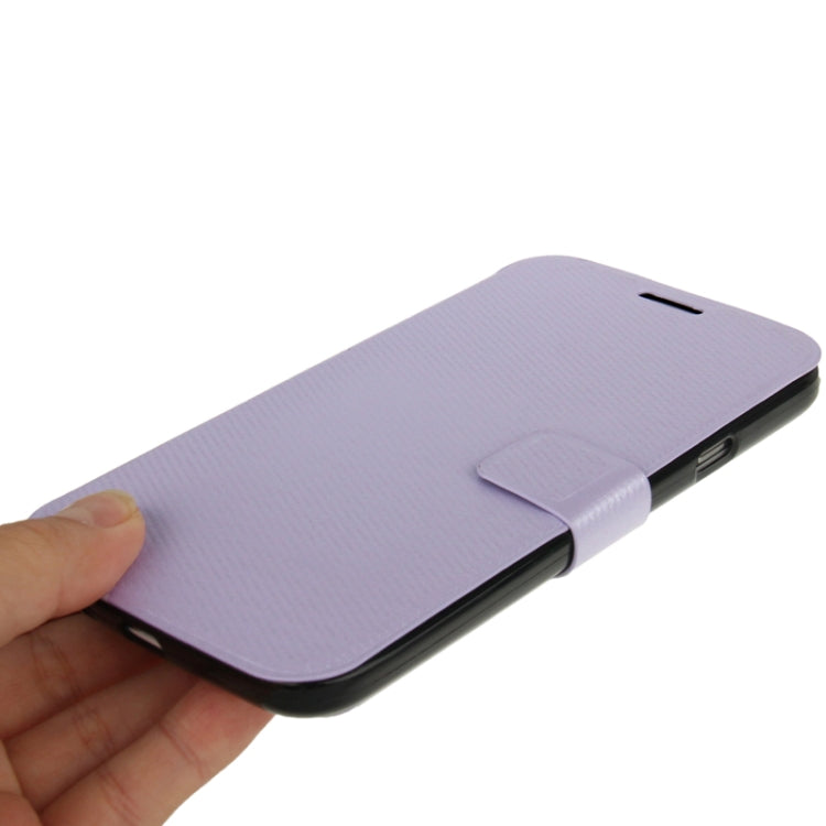 Fabric Texture Leather Case with Holder & Credit Card Slot & Sleep / Wake-up Function  for Galaxy Mega 5.8 / i9150  (Light Purple)(Purple)