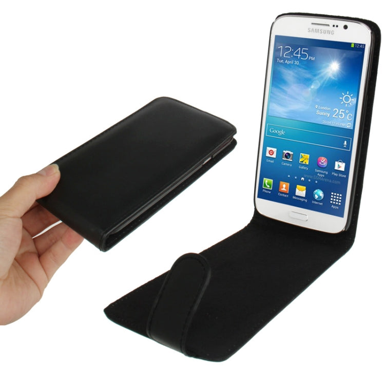 Pure Color Vertical Flip Leather Case for Galaxy Mega 5.8 / i9150 / i9152(Black)