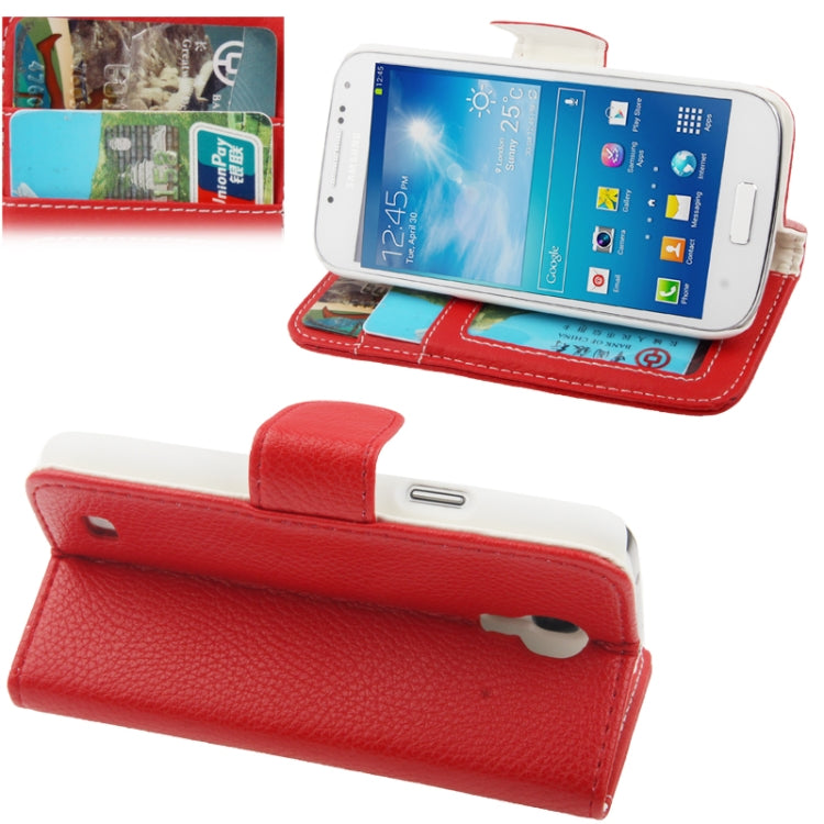 Litchi Texture Horizontal Flip Leather Case with Holder & Credit Card Slots for Galaxy S IV mini / i9190