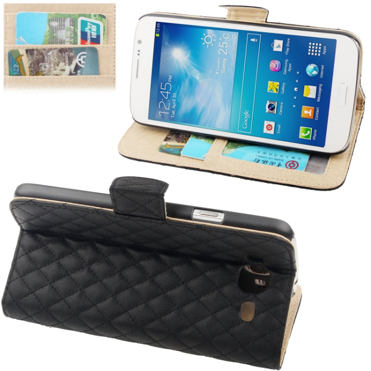 Plaid Texture Soft Leather Case with Holder & Credit Card Slots for Galaxy Mega 5.8 / i9150 / i9152