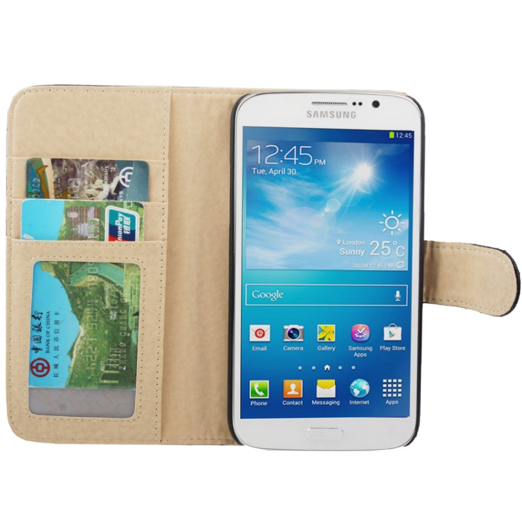Plaid Texture Soft Leather Case with Holder & Credit Card Slots for Galaxy Mega 5.8 / i9150 / i9152