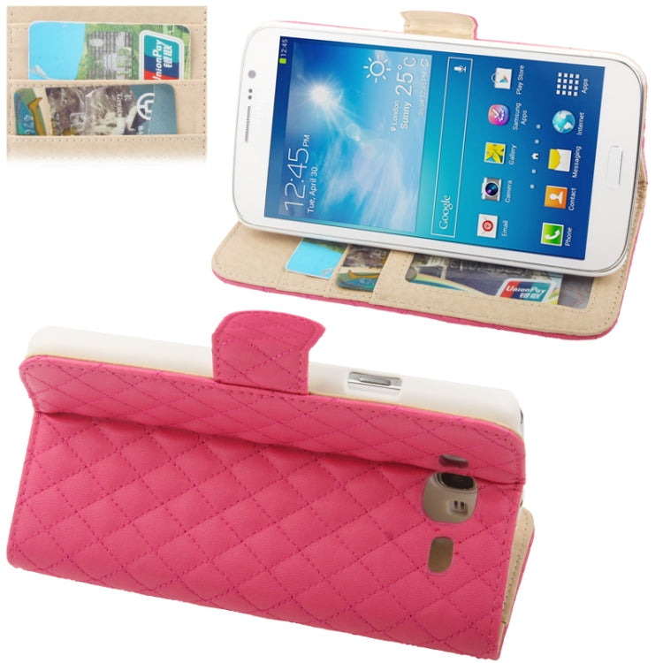 Plaid Texture Soft Leather Case with Holder & Credit Card Slots for Galaxy Mega 5.8 / i9150 / i9152