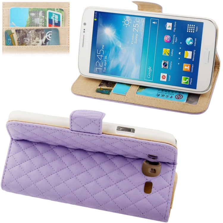 Plaid Texture Soft Leather Case with Holder & Credit Card Slots for Galaxy Mega 5.8 / i9150 / i9152