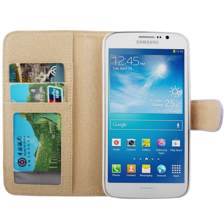 Plaid Texture Soft Leather Case with Holder & Credit Card Slots for Galaxy Mega 5.8 / i9150 / i9152