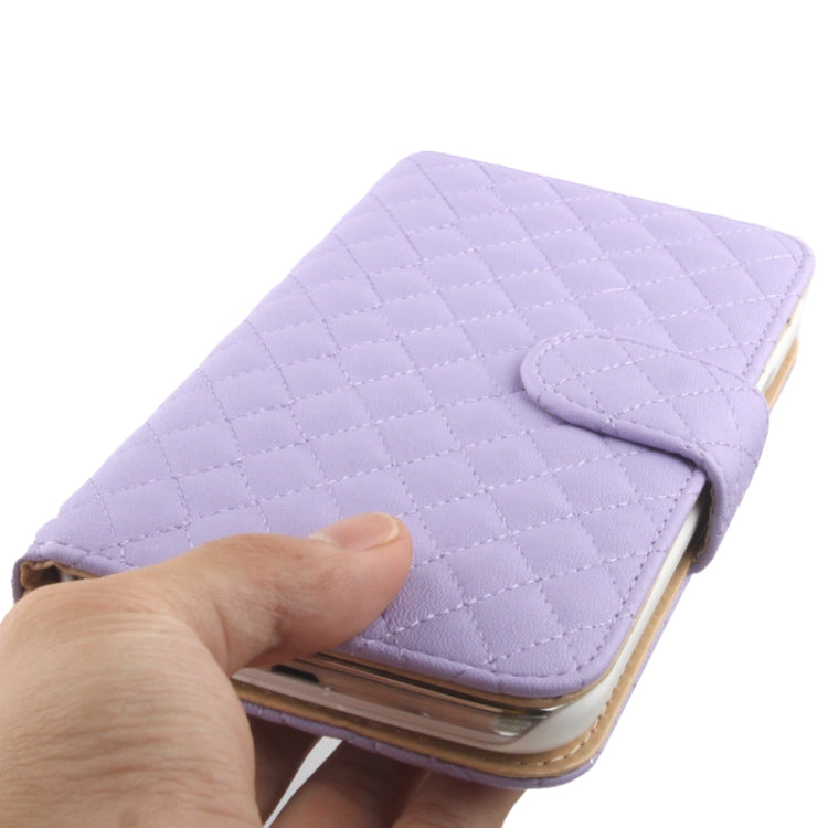 Plaid Texture Soft Leather Case with Holder & Credit Card Slots for Galaxy Mega 5.8 / i9150 / i9152