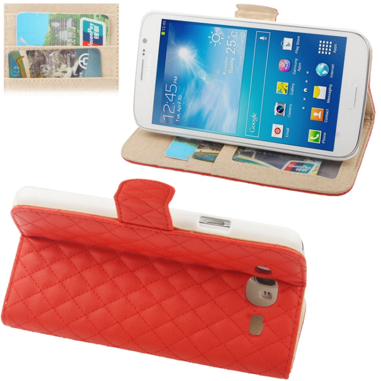 Plaid Texture Soft Leather Case with Holder & Credit Card Slots for Galaxy Mega 5.8 / i9150 / i9152