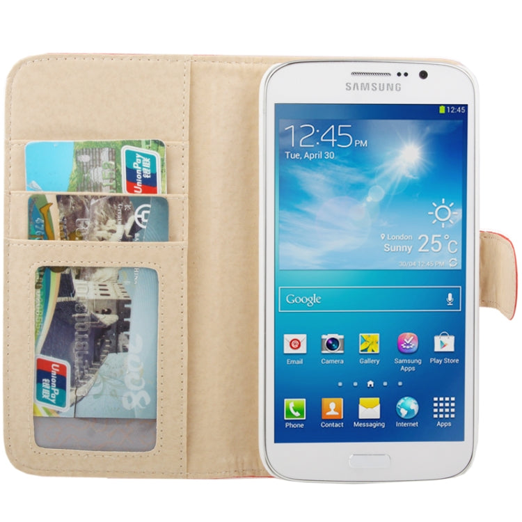 Plaid Texture Soft Leather Case with Holder & Credit Card Slots for Galaxy Mega 5.8 / i9150 / i9152