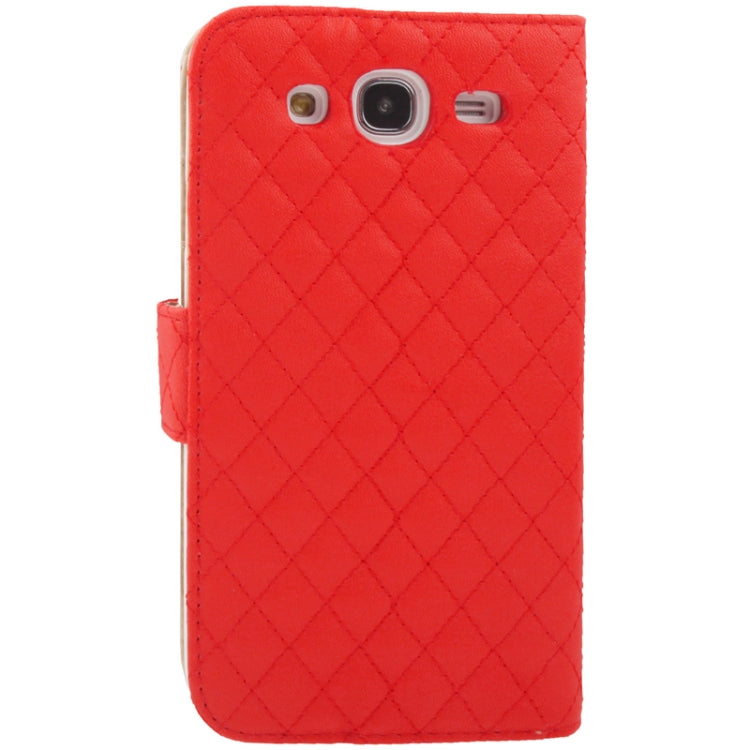 Plaid Texture Soft Leather Case with Holder & Credit Card Slots for Galaxy Mega 5.8 / i9150 / i9152