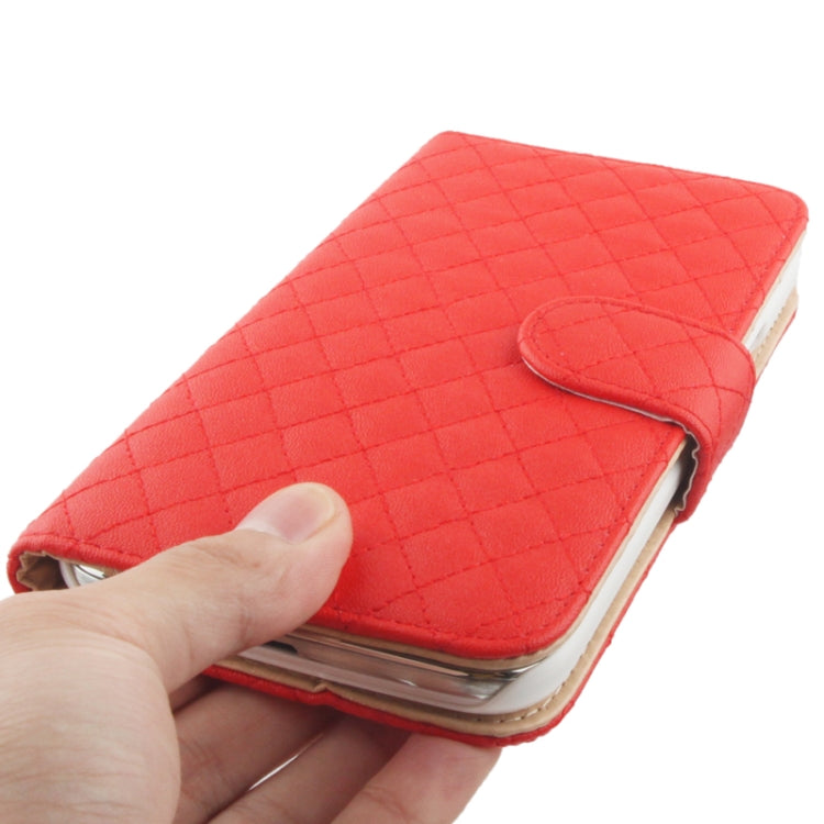 Plaid Texture Soft Leather Case with Holder & Credit Card Slots for Galaxy Mega 5.8 / i9150 / i9152