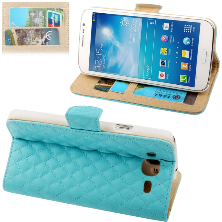 Plaid Texture Soft Leather Case with Holder & Credit Card Slots for Galaxy Mega 5.8 / i9150 / i9152