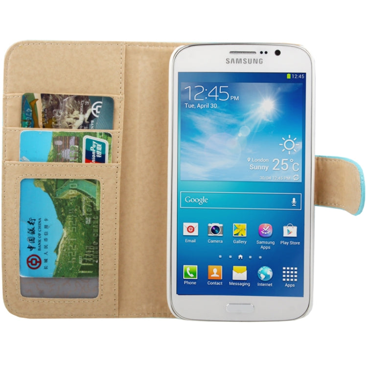 Plaid Texture Soft Leather Case with Holder & Credit Card Slots for Galaxy Mega 5.8 / i9150 / i9152