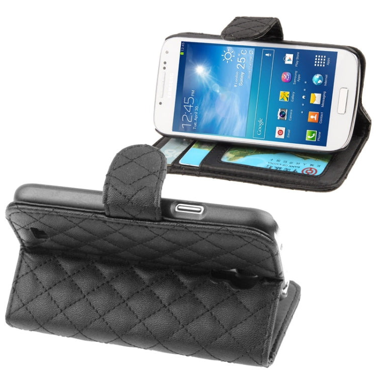 Classic Grid Flip Leather Case with Credit Card Slot for Galaxy S IV mini / i9190