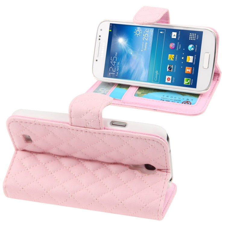 Classic Grid Flip Leather Case with Credit Card Slot for Galaxy S IV mini / i9190