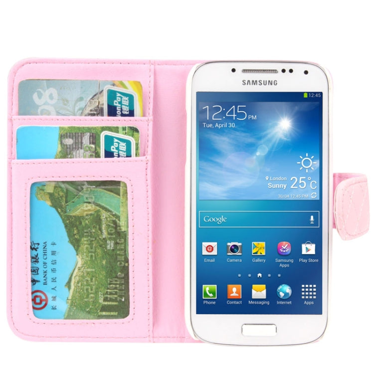 Classic Grid Flip Leather Case with Credit Card Slot for Galaxy S IV mini / i9190