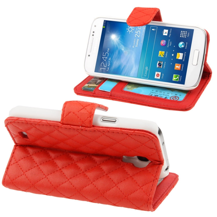 Classic Grid Flip Leather Case with Credit Card Slot for Galaxy S IV mini / i9190