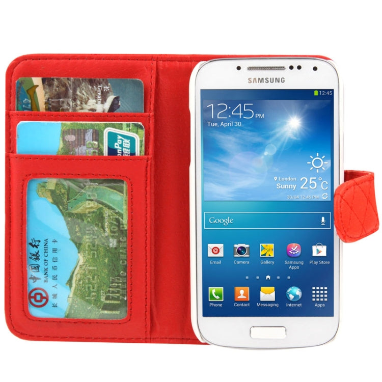 Classic Grid Flip Leather Case with Credit Card Slot for Galaxy S IV mini / i9190