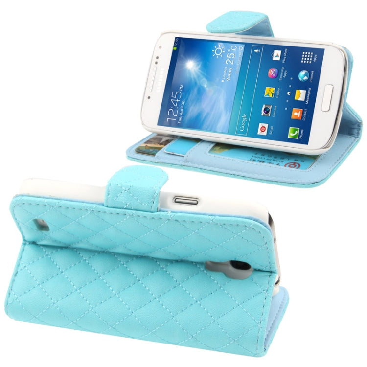 Classic Grid Flip Leather Case with Credit Card Slot for Galaxy S IV mini / i9190