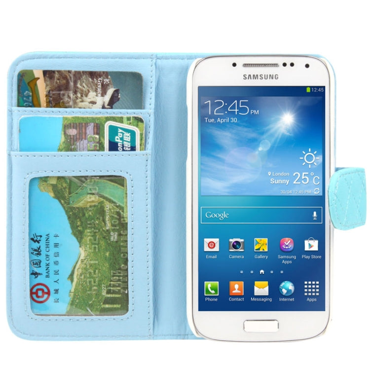 Classic Grid Flip Leather Case with Credit Card Slot for Galaxy S IV mini / i9190
