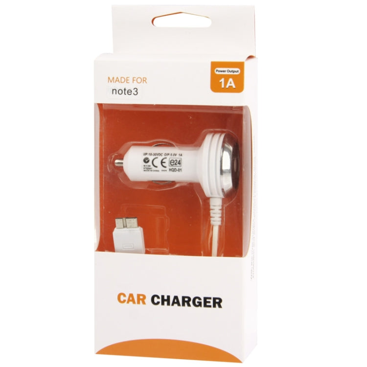 5V 1A Micro USB Car Charger Coiled Cable for Galaxy S5 / G9000 / Note III / N9000 (White)