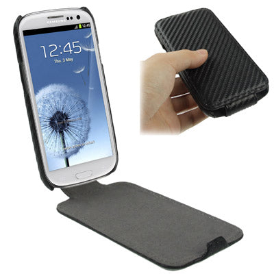 Carbon Fiber Texture Leather Case for Galaxy SIII / i9300