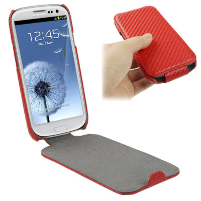 Carbon Fiber Texture Leather Case for Galaxy SIII / i9300