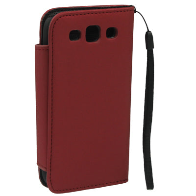 Portable Wallet Leather Case with Holder & Lanyard for Galaxy SIII / i9300 (Scarlet)