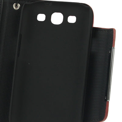 Portable Wallet Leather Case with Holder & Lanyard for Galaxy SIII / i9300 (Scarlet)