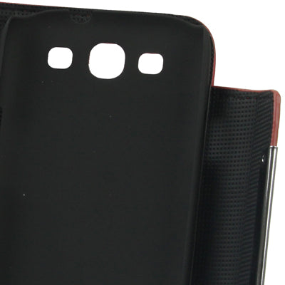 Portable Wallet Leather Case with Holder & Lanyard for Galaxy SIII / i9300 (Scarlet)